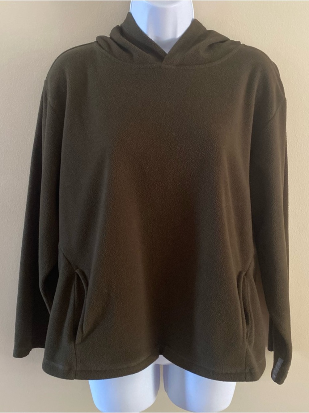 Actra Fleece Hoodie Women’s XL Olive Green Pullover Soft Cozy Pockets